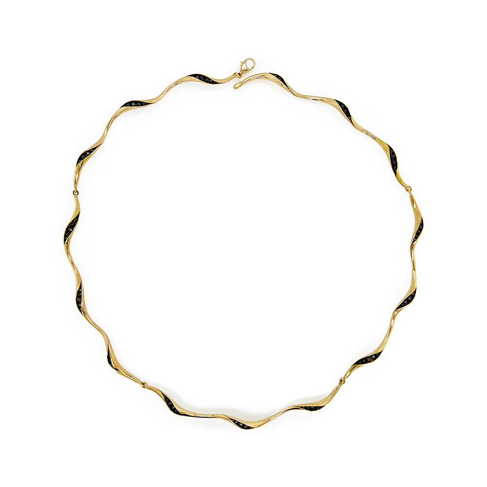wave necklace with black diamonds
