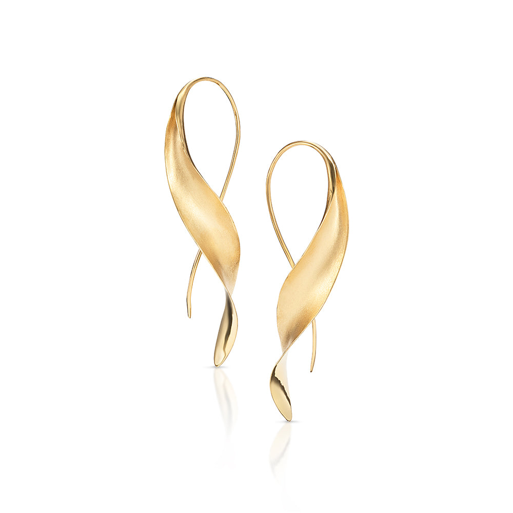 Twist Leaf Earrings in 18K