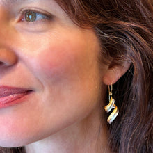 Dual Tone Ribbon Twirl Earrings on French Wires