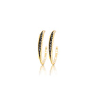 Large Anti-Clastic Raised Hoop Earrings with Black Diamond Rondels in 18K