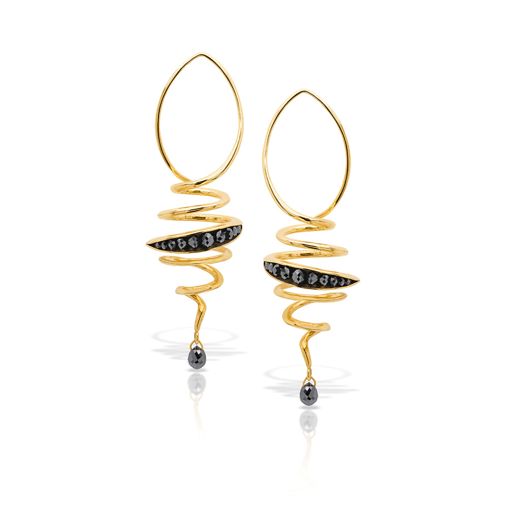 Spiral Drop Earrings in 18K