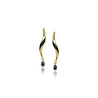 wave link earring in 18k with black diamonds