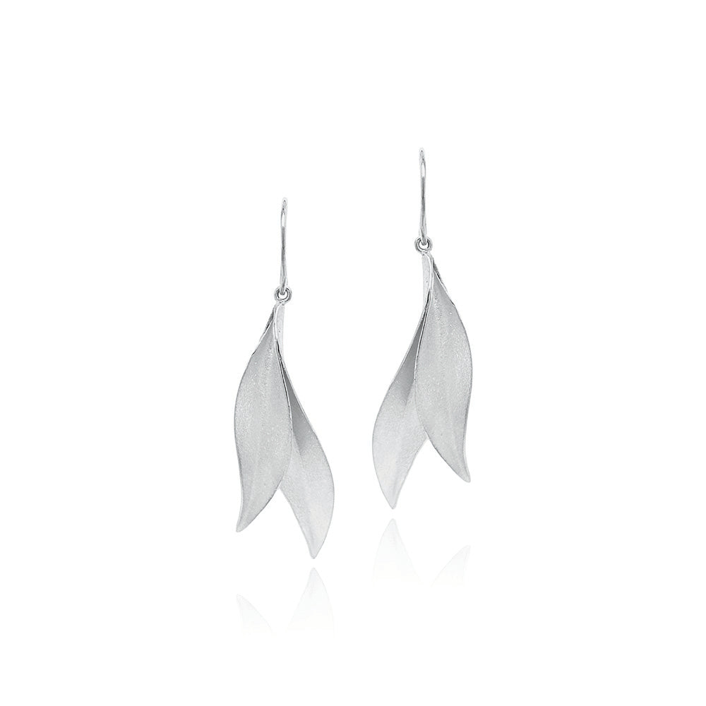 double mount mint leaf earrings in sterling silver