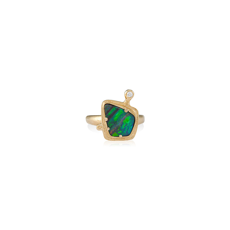 Kite-Shaped Australian Boulder Opal Ring