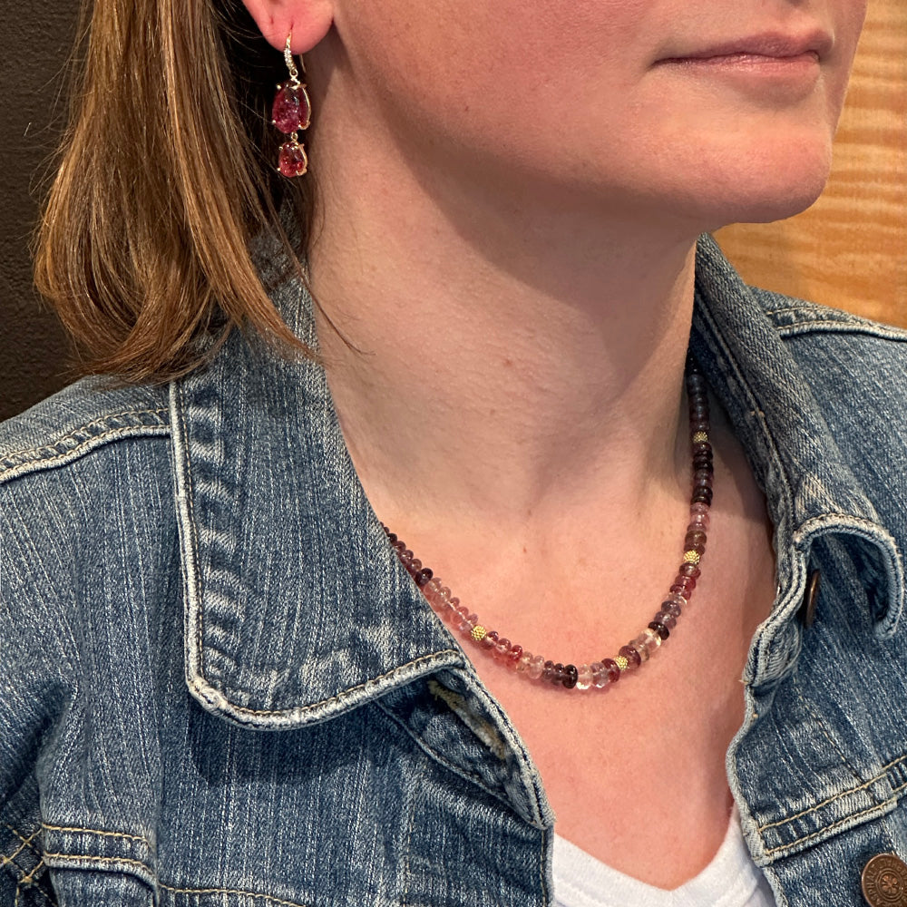Smooth, Mixed-Color Spinel Beaded Necklace