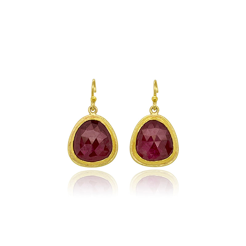 Rose Cut African Ruby Earrings