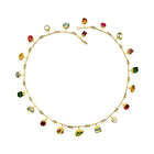 segment necklace with multi-colored gems