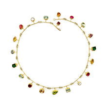 segment necklace with multi-colored gems