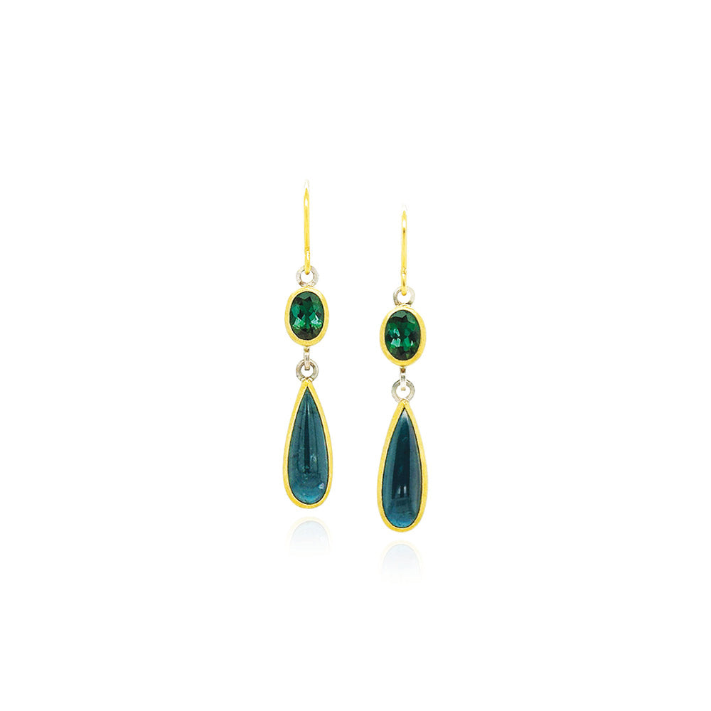 oval and pear shaped tourmaline earrings