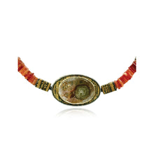 Mexican Fire Opal and Pyrite Sun Necklace