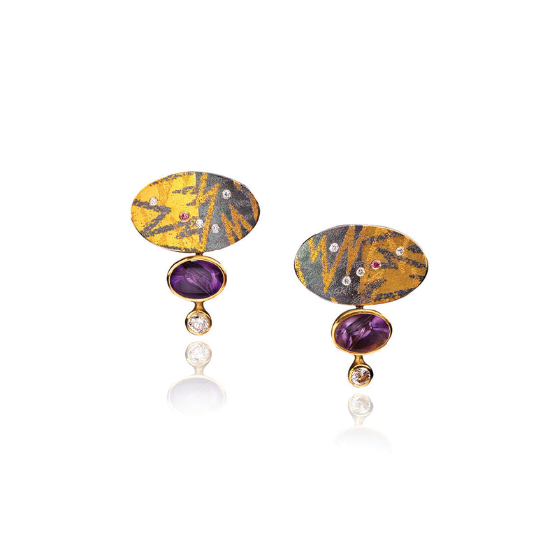 Triple Tiered "Amethyst Ovals"