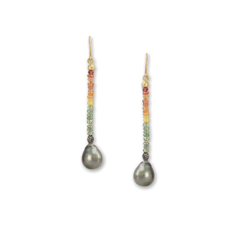 Rainbow Earrings with Tahitian Pearls