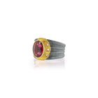 Pink Oval Rubellite Tourmaline Ring with Diamonds