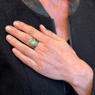 Aquamarine Cabochon Ring with Champagne Diamonds