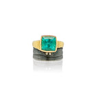 blue green tourmaline ring with fancy colored diamonds