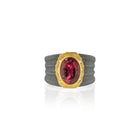 Pink Oval Rubellite Tourmaline Ring with Diamonds
