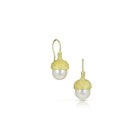 Acorn Earrings with South Sea Pearls in 18K Green Gold