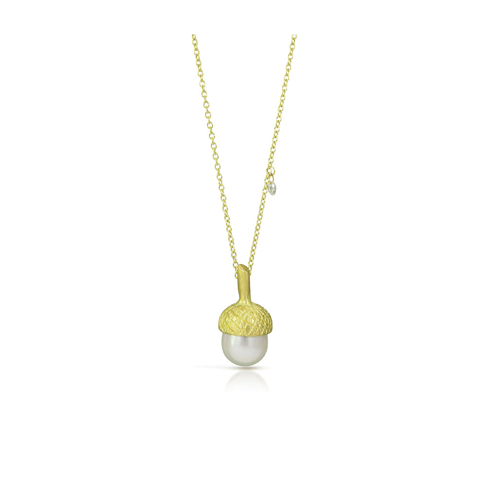 Acorn Necklace with South Sea Pearl and Diamond Briolette