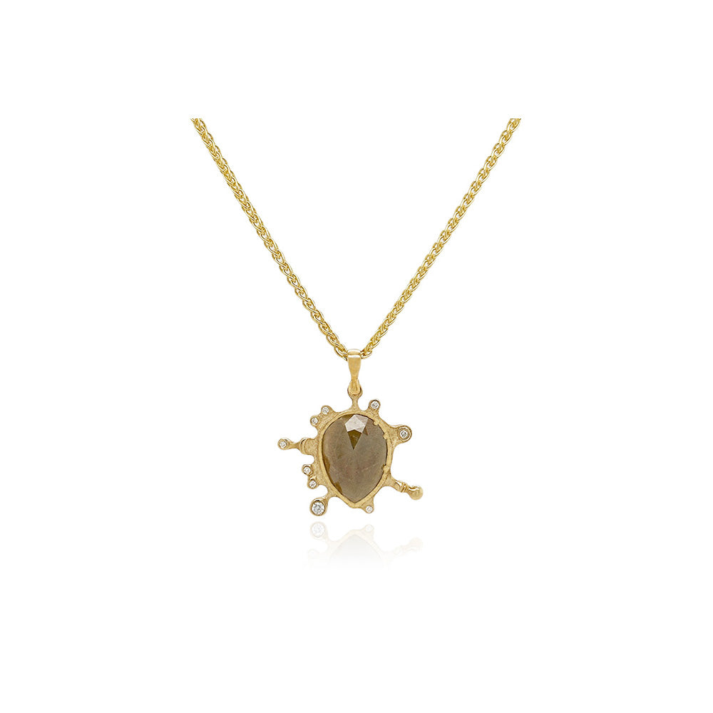 teardrop rosecut grey/brown diamond pendant