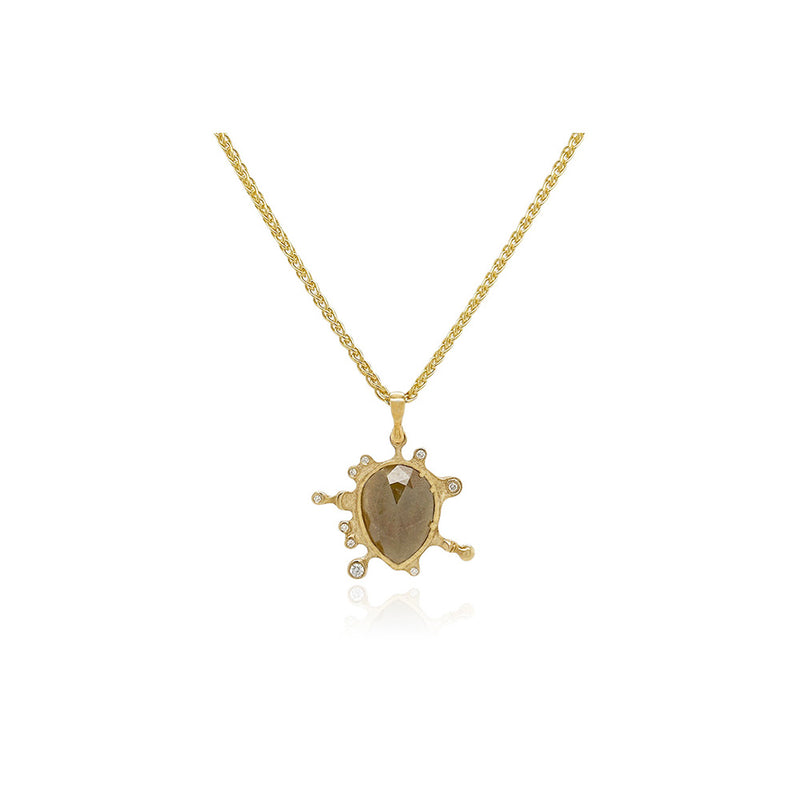 "Embrace" Pendant with Rosecut Grey/Brown Teardrop Diamond