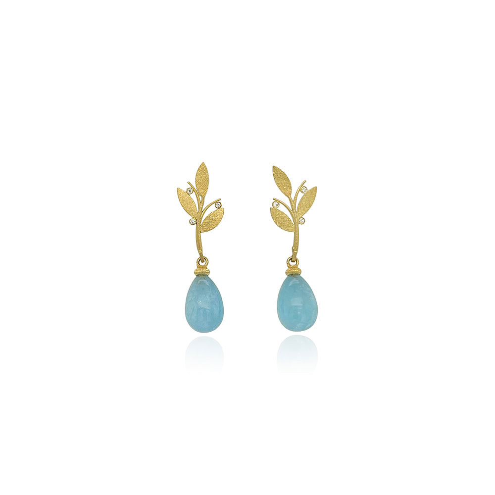 flower top aquamarine earrings
