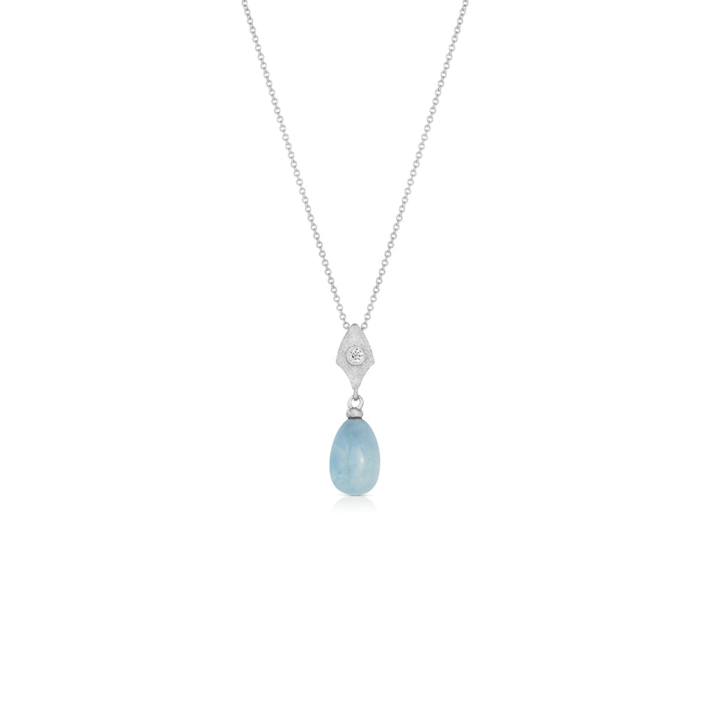 Platinum, Aquamarine and Diamond Pendant
