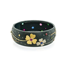 Multi-Flower Hinged Bangle Bracelet