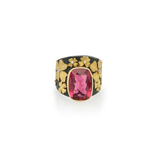Rubellite Tourmaline Flower Ring with Diamonds