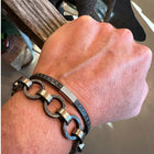 Hand-Forged, Mixed Link Bracelet in Platinum and Oxidized Sterling Silver