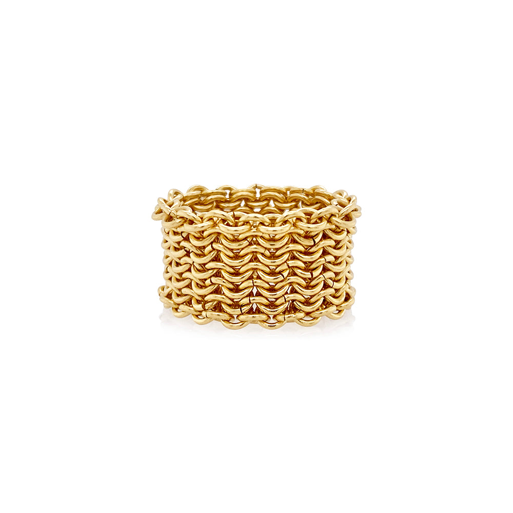Kinetic Chainmaille Link Ring in 18K Gold