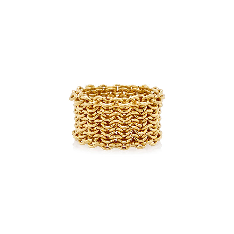 Kinetic Chainmaille Link Ring in 18K Gold