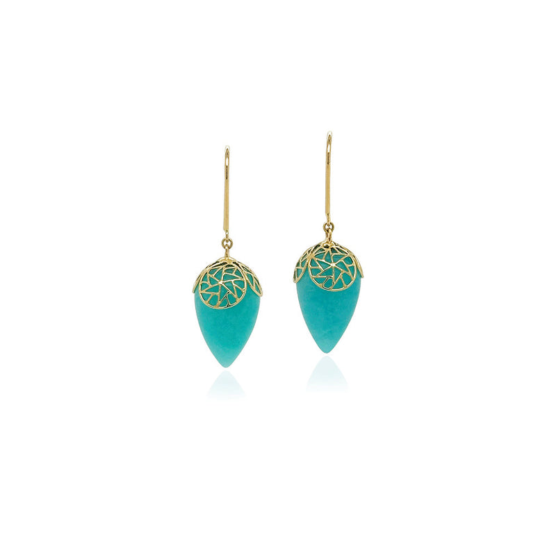 Rain Drop Earrings with Peruvian Amazonite