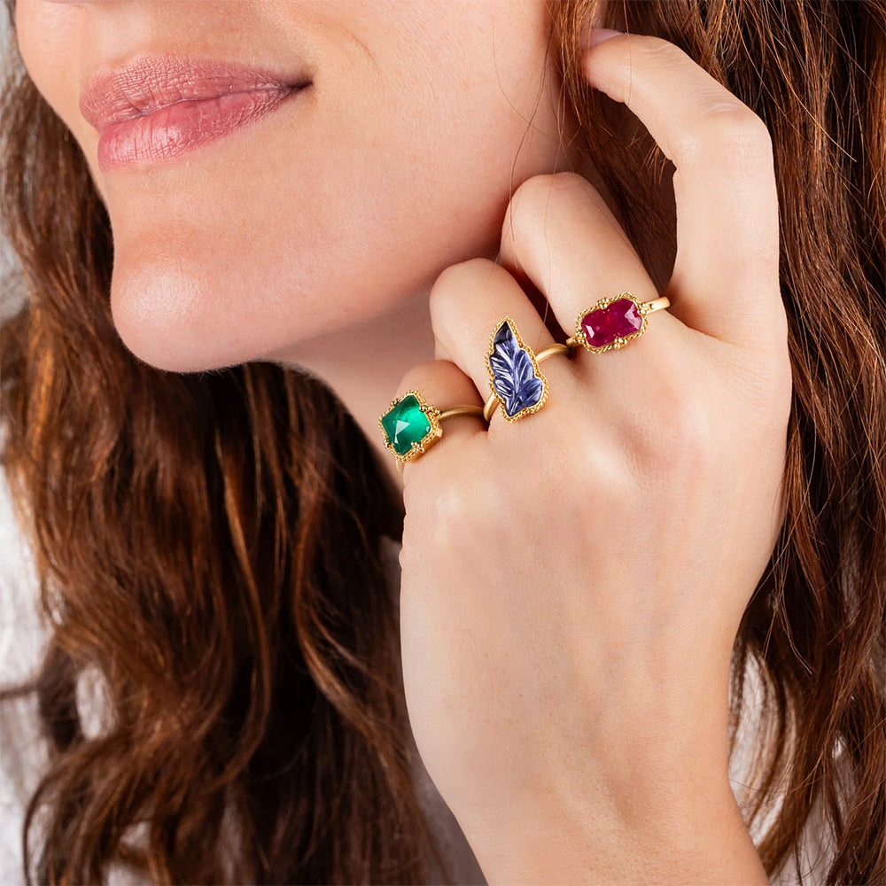 Carved Tanzanite Leaf Ring