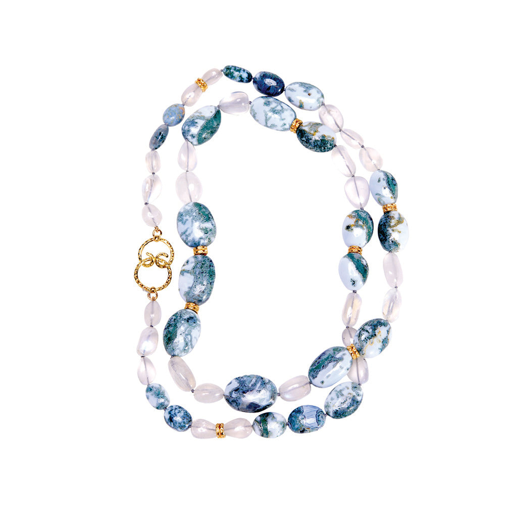 moonstone, diamond and opal necklace