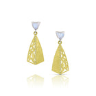 Carved moonstone double leaf earrings