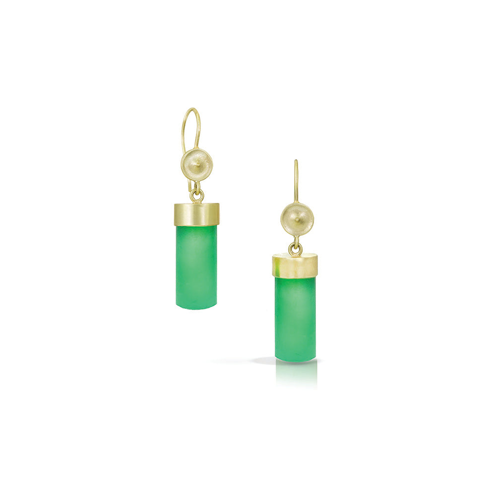 chrysoprase cylider earrings