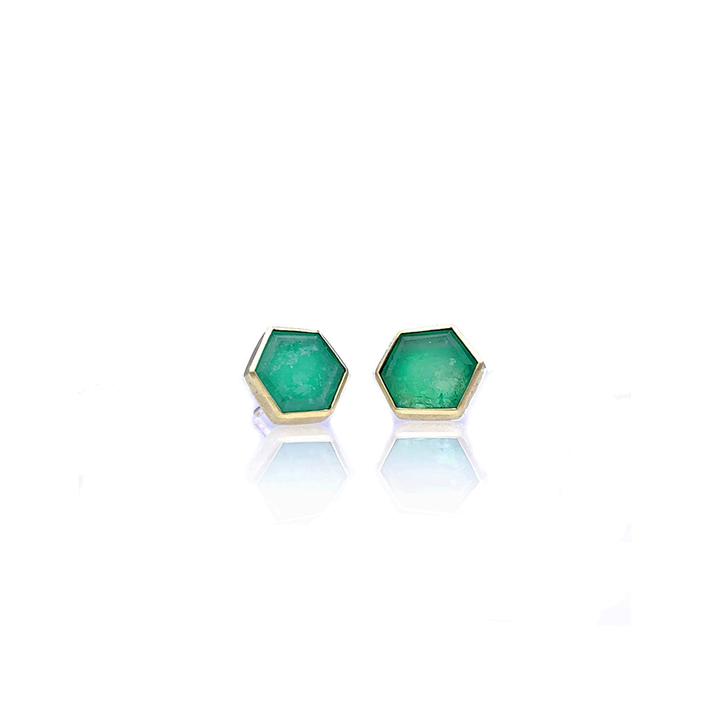emerald hexagonal earrins