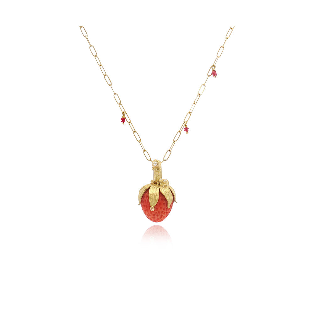 Large Cultured Coral "Strawberry" Pendant