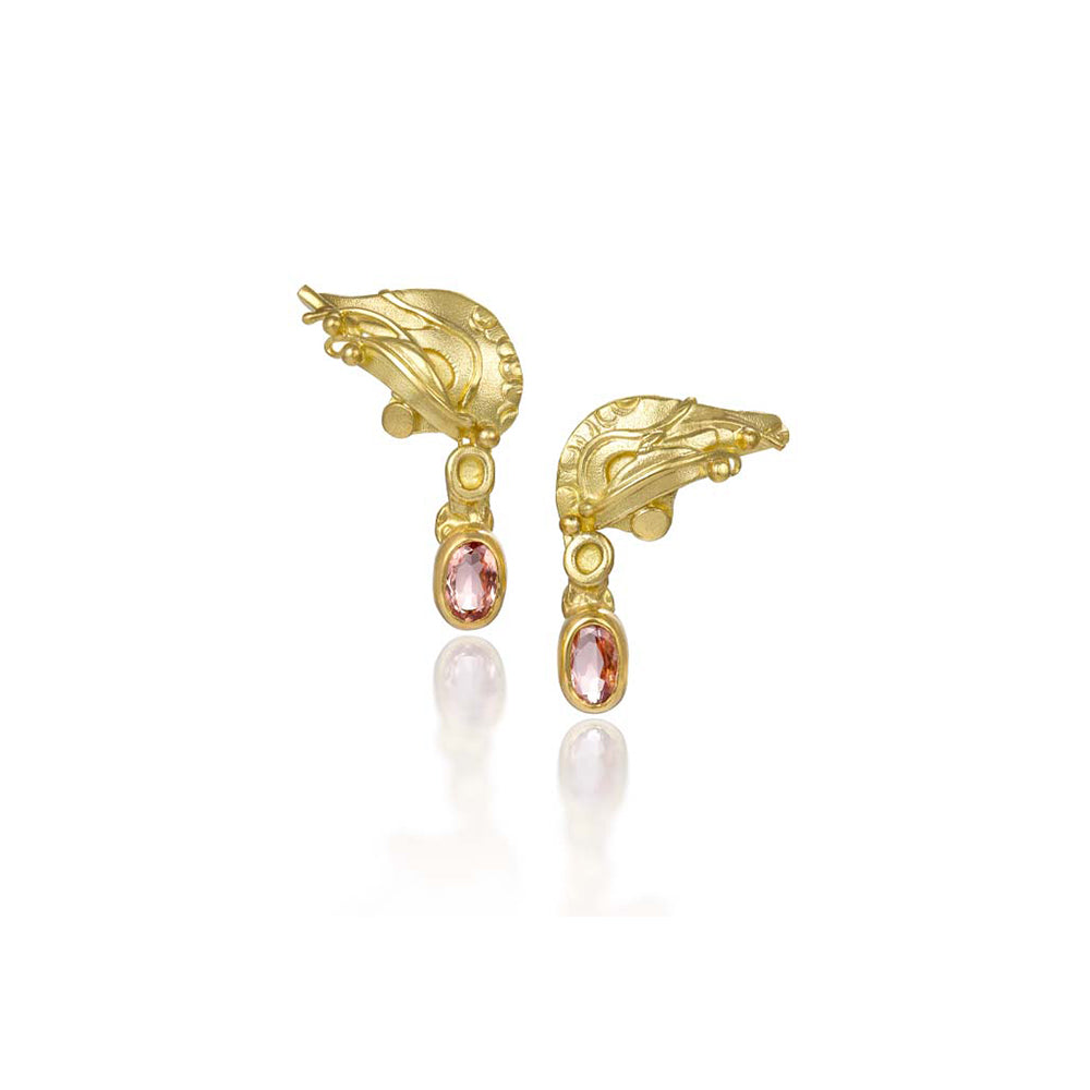 Hummingbird earrings with Imperial topaz