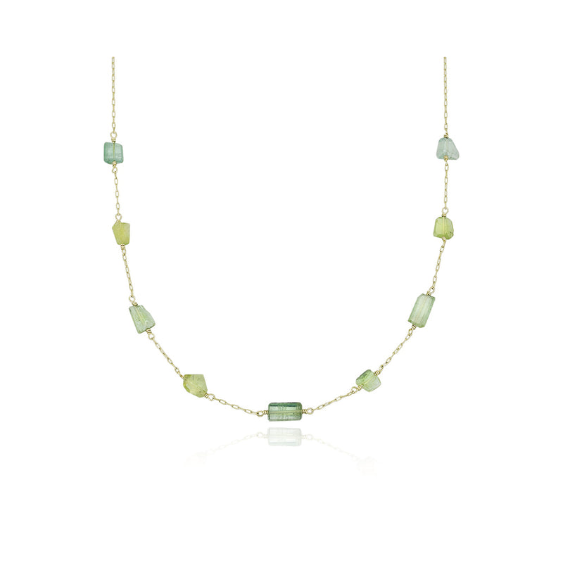Tourmaline Geometric  Faceted Station Necklace