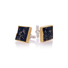 Natural Slate with Pyrite Inclusion Cufflinks and Tuxedo Stud Set in 22K Gold and Sterling Silver