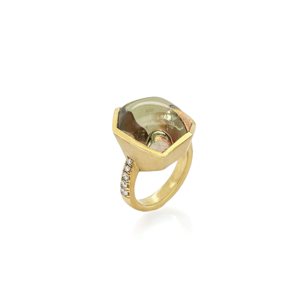 bi colored tourmaline ring