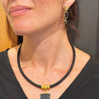 black diamond tear drop and drusy earrings
