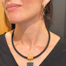 black diamond tear drop and drusy earrings