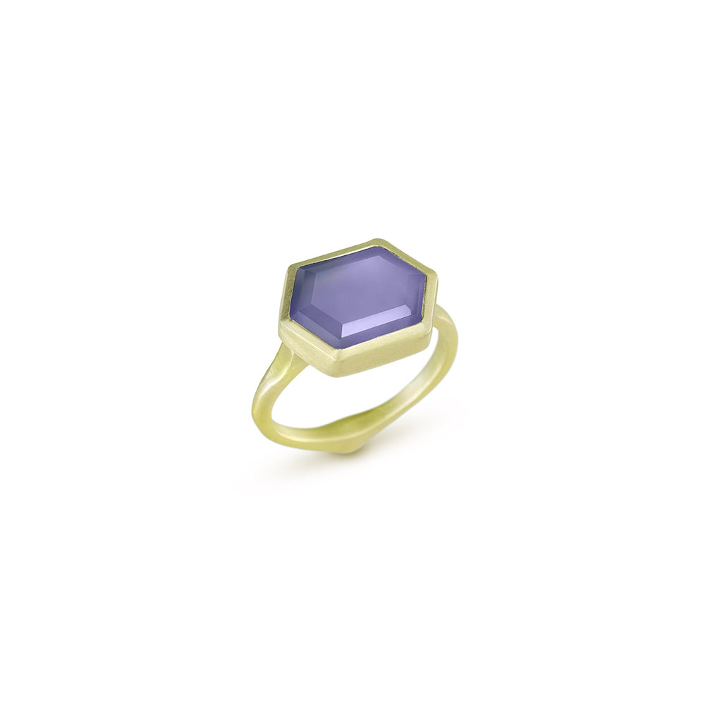 hexagonal chalcedony ring