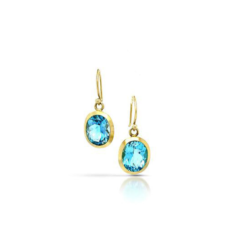 Amphora Earrings with Blue Topaz in 14K Green Gold
