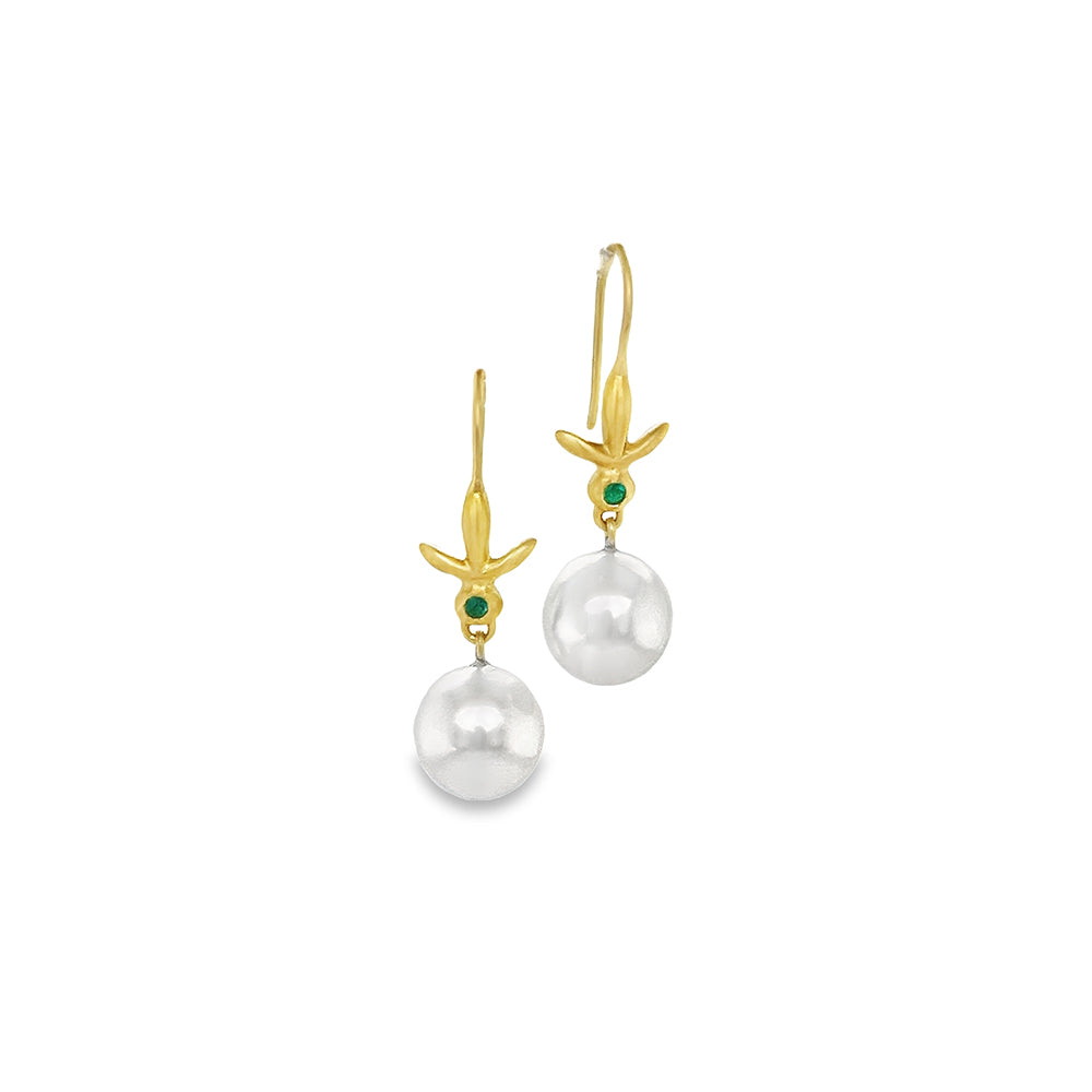 petite fleur earrings with pearl and paraiba tourmaline