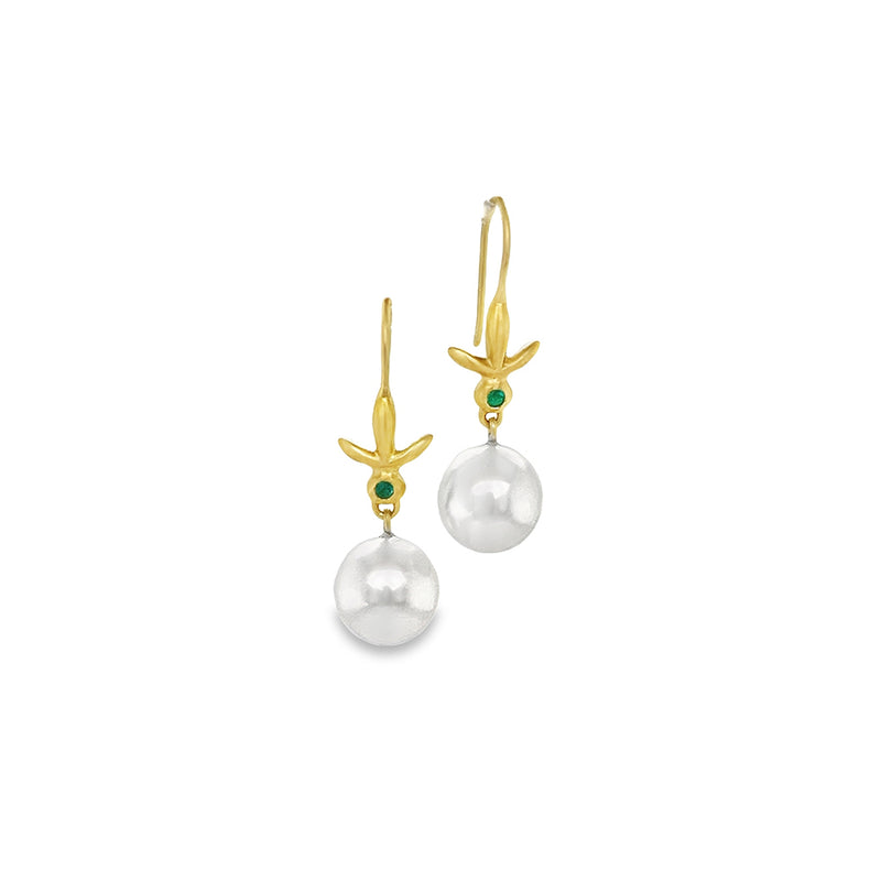 Petite Fleur Earrings with Akoya Pearls and Paraiba Tourmaline