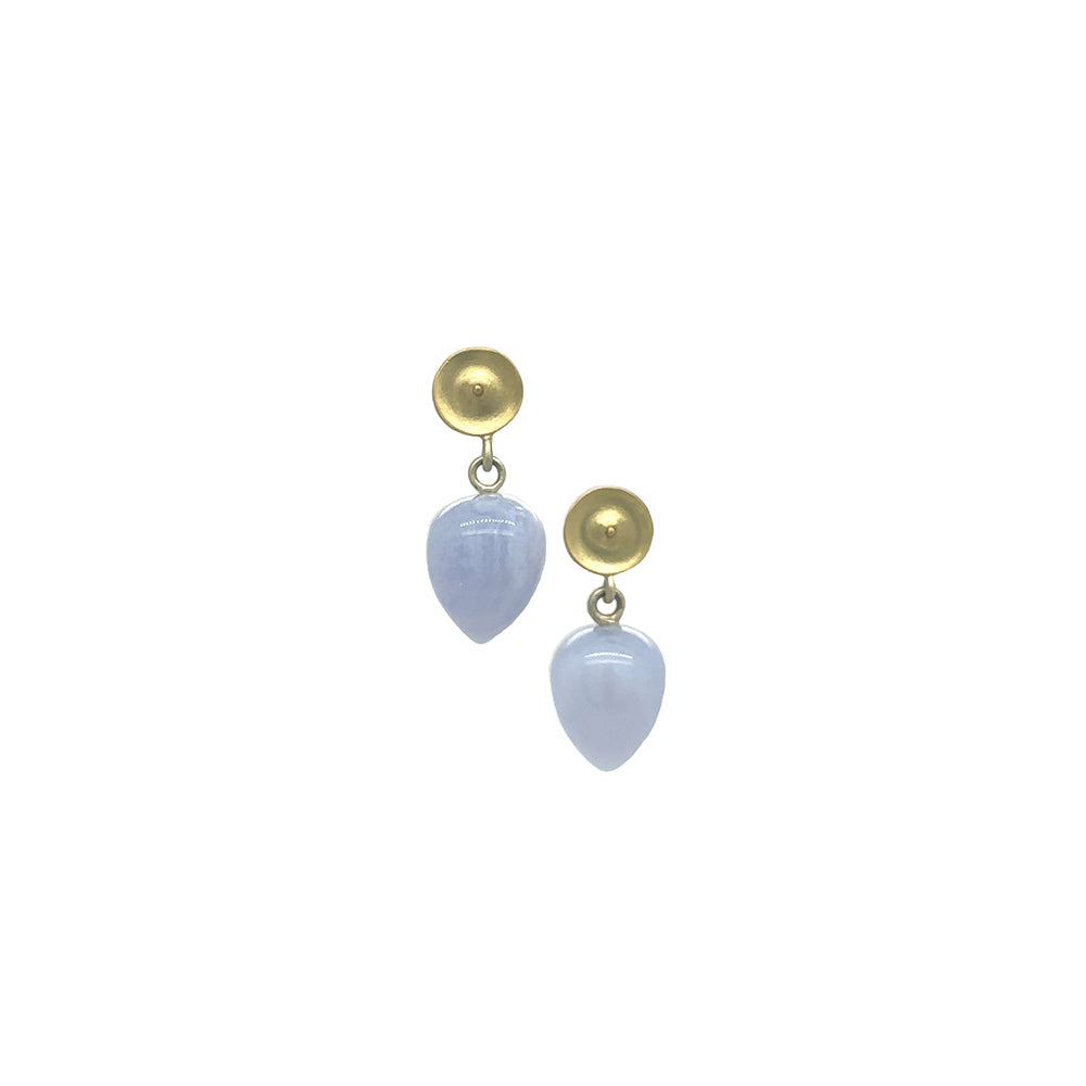 temple earrings with blue lace agate drops
