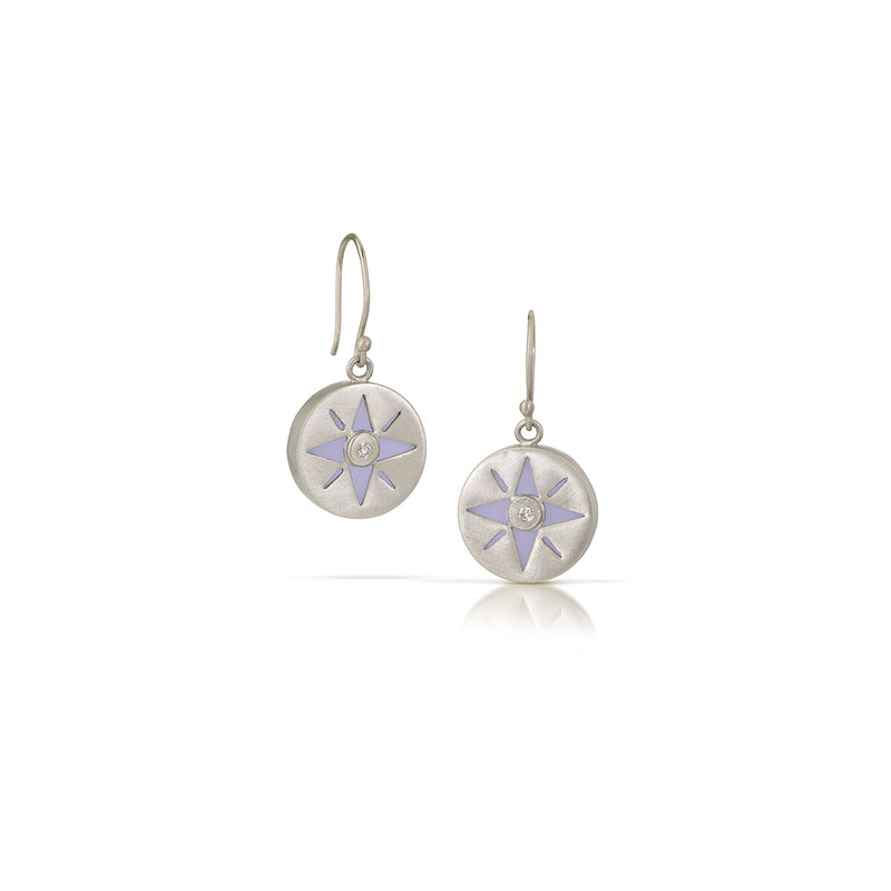 Wanderer Earrings Chalcedony & Diamond, 14K White Gold